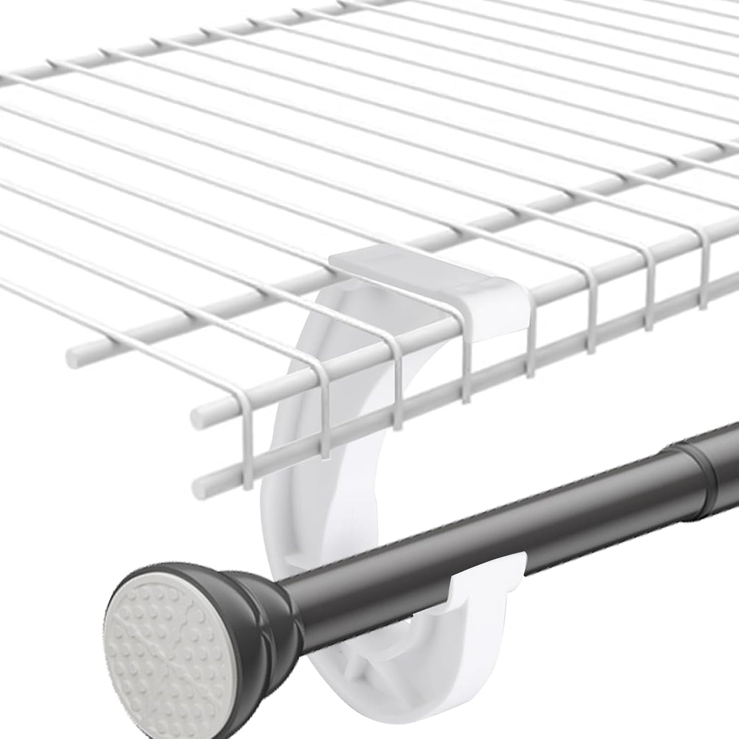 4 Soportes Barra Armario Forma J Resistentes para Ropa y Cortinas
