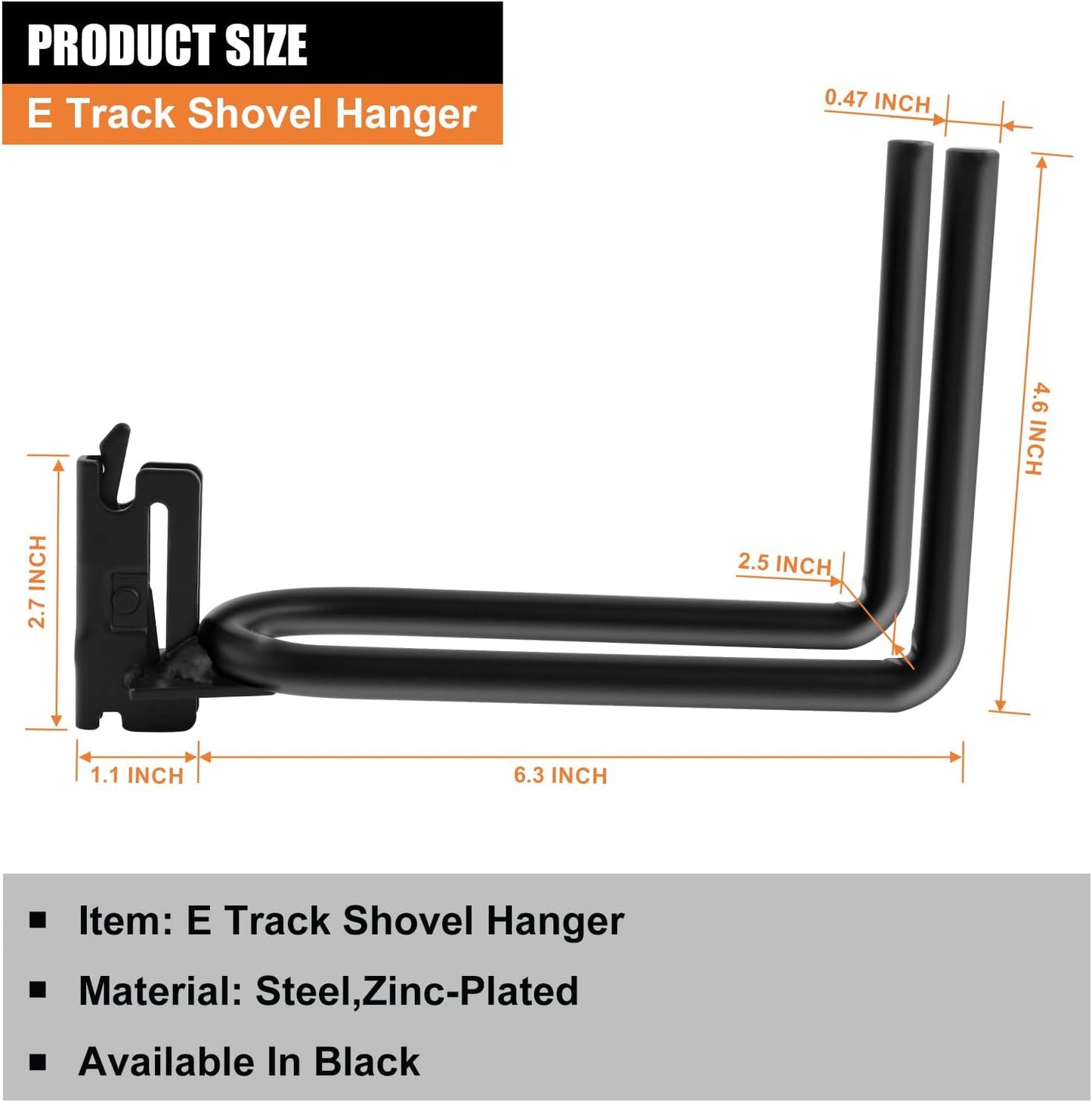 Organiz. E-Track set 4 colgador pala gancho doble negro