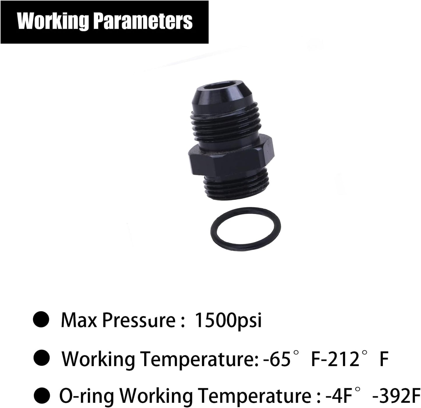 Adaptador 20AN macho a ORB aluminio negro pack 2