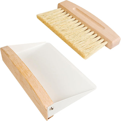 Juego escoba recogedor mini madera escritorio sofá mascotas blanco