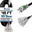 Cable extensión 3 salidas 15A resistente negro 40"