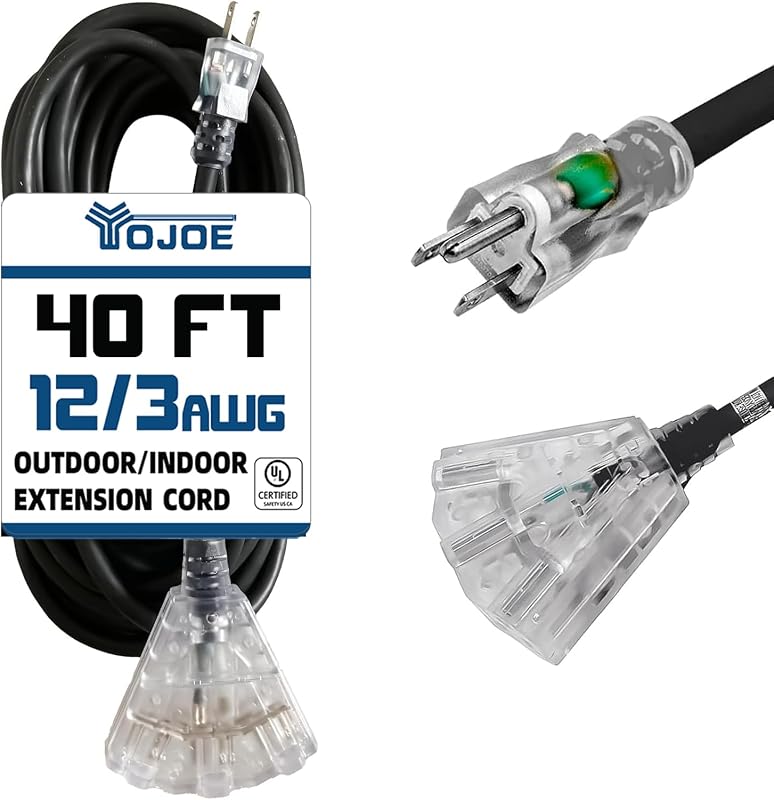 Cable extensión 3 salidas 15A resistente negro 40"