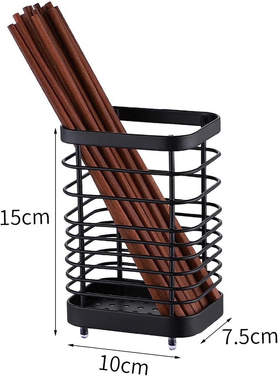 Soporte utensilios acero inox encimera escurridor negro