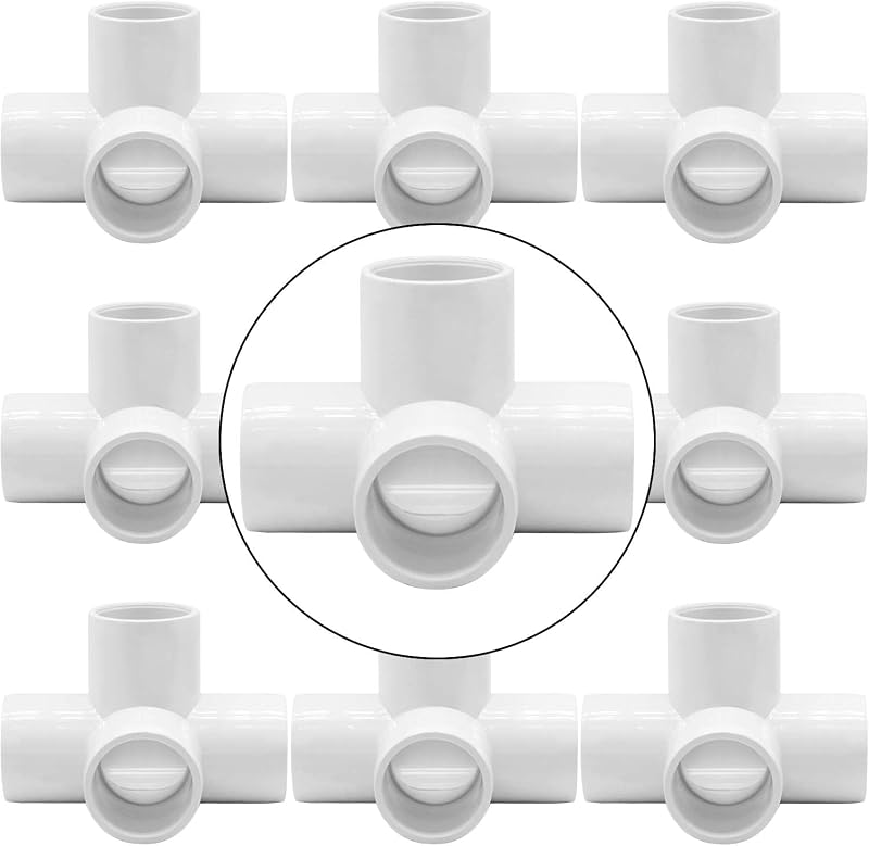 Conector PVC 4 vías 1.5" para estantes DIY set 10