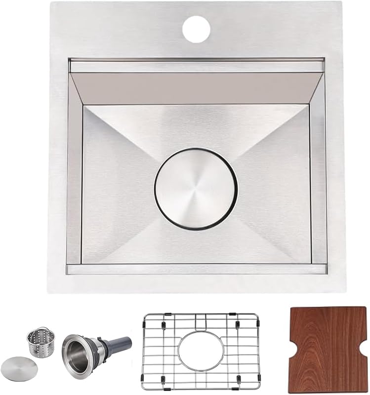 Fregadero acero inox 15x15" para barra cocina