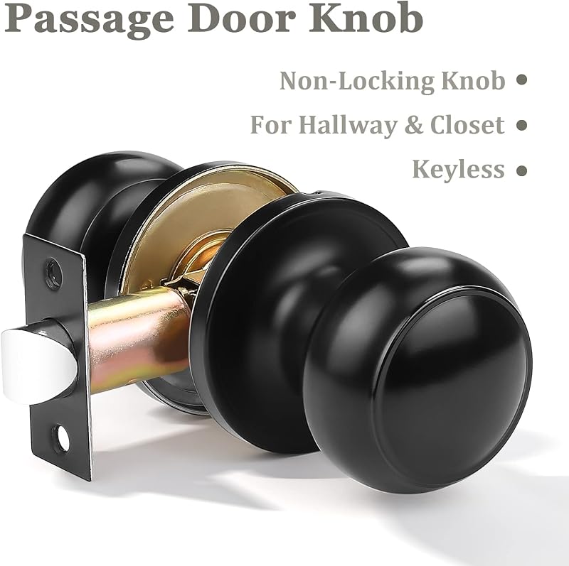 Pomos puerta interior negros sin llave set 10