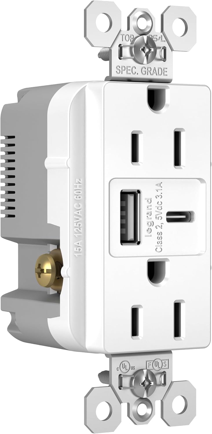 Toma corriente pared 15A con cargador USB 3.1A blanco