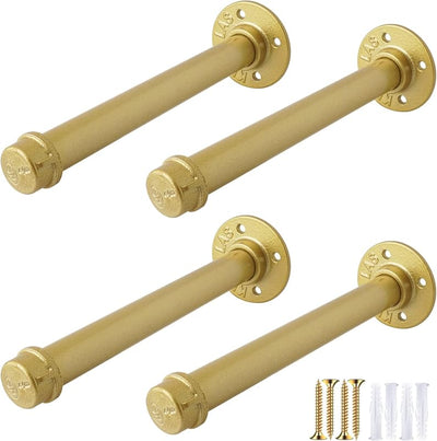 Soportes dorados para estante flotante rústico 12pulg 4uds