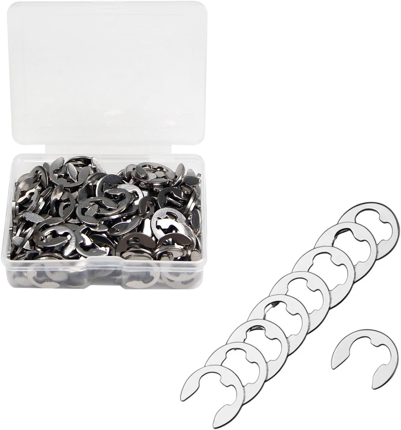 200 Pzas E-clip 6mm Acero Inox 304 para Ejes y Válvulas