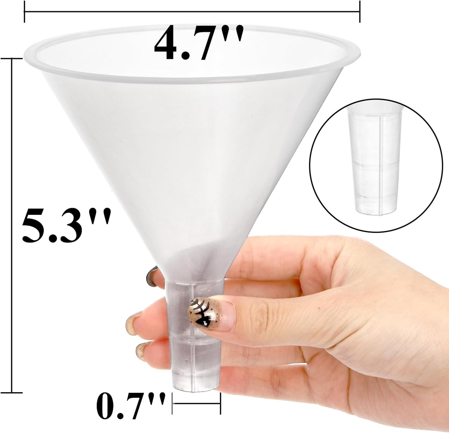 20 Embudos Plástico Boca Ancha 4.7pulg Botellas Cocina