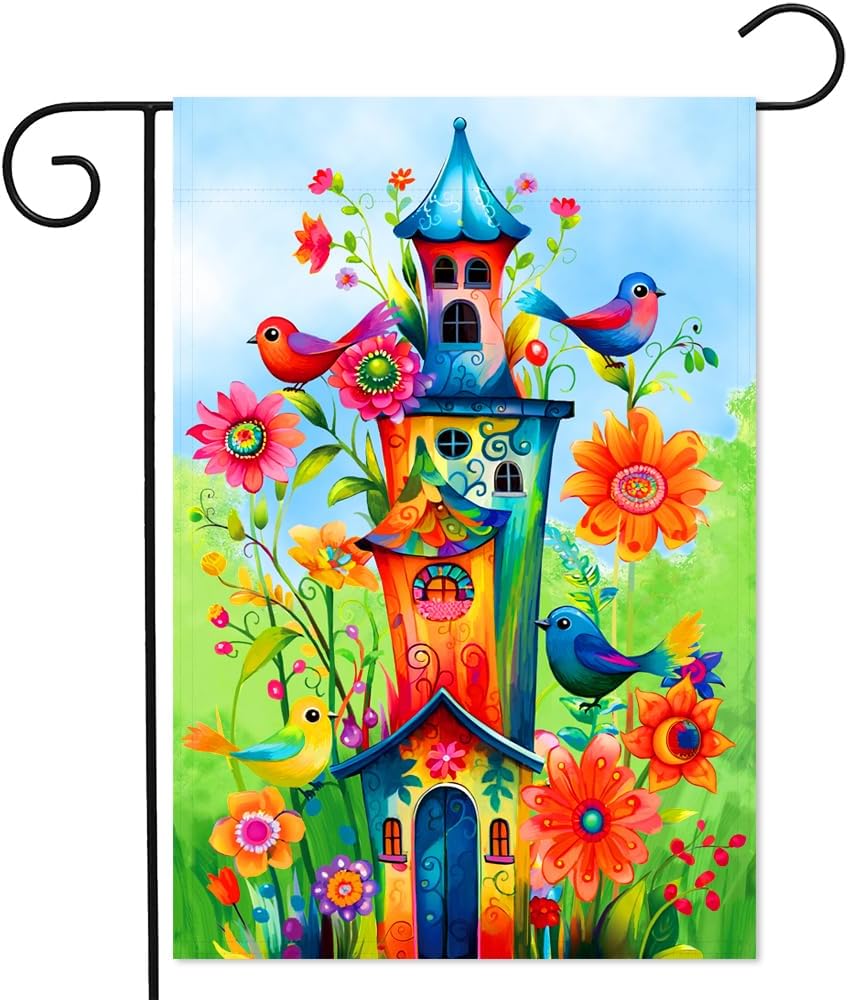 Bandera jardín pájaros 12x18pulg doble cara