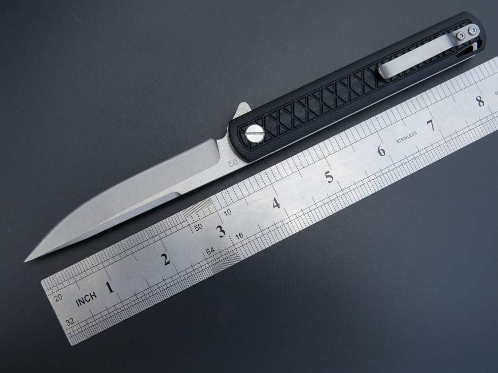 Cuchillo plegable D2 con rodamiento bolas mango G10 negro