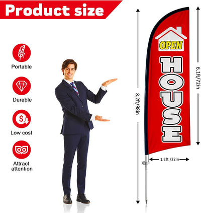Bandera 8ft con poste pancarta bienes raíces