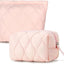 Set 2 Bolsas Maquillaje Acolchadas Coquette Portátiles Rosa