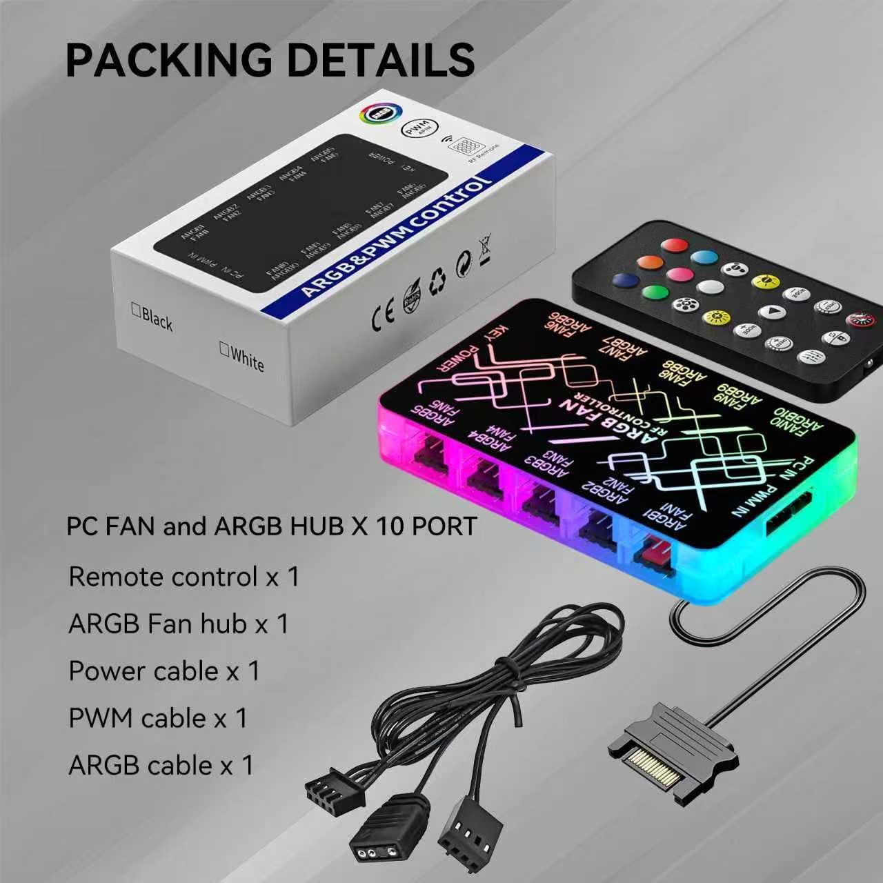 Controlador hub ventilador RGB 10 puertos placa base