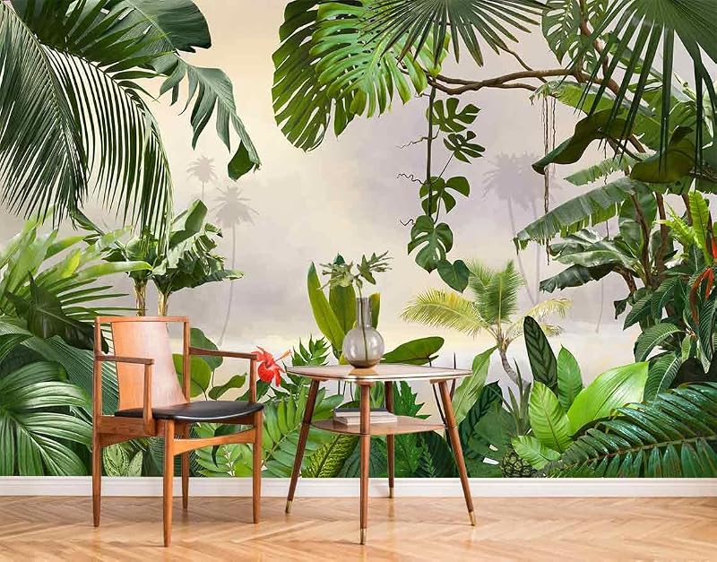 Papel tapiz hojas tropicales para sala dormitorio y niños