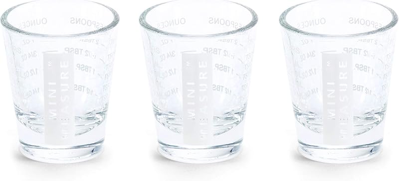 Set 3 vasos medidor vidrio 20 medidas blanco