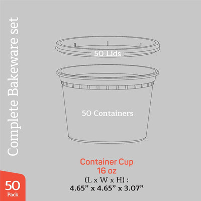Recipientes plástico 16oz sin BPA apilables microondas 50 pzas