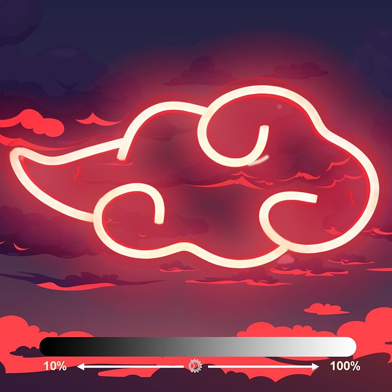 Letrero neón LED nube roja regulable para pared dormitorio