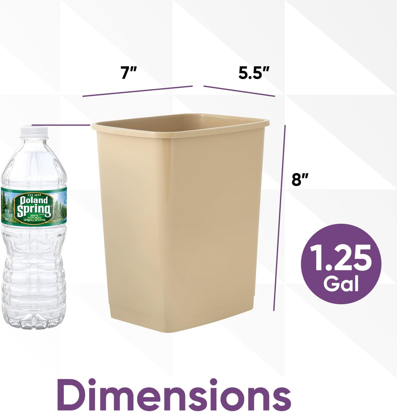 Mini cubo basura plástico 1.25gal 5qt color beige