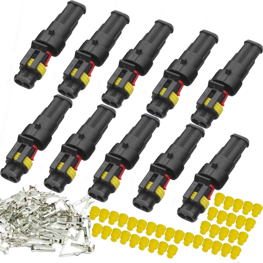 Kit conectores 2 pines impermeables para auto camión barco