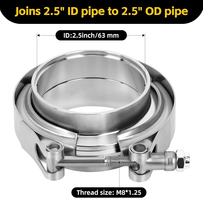 Abrazadera V acero inox 304 para tuberías 2.5pulg plateado