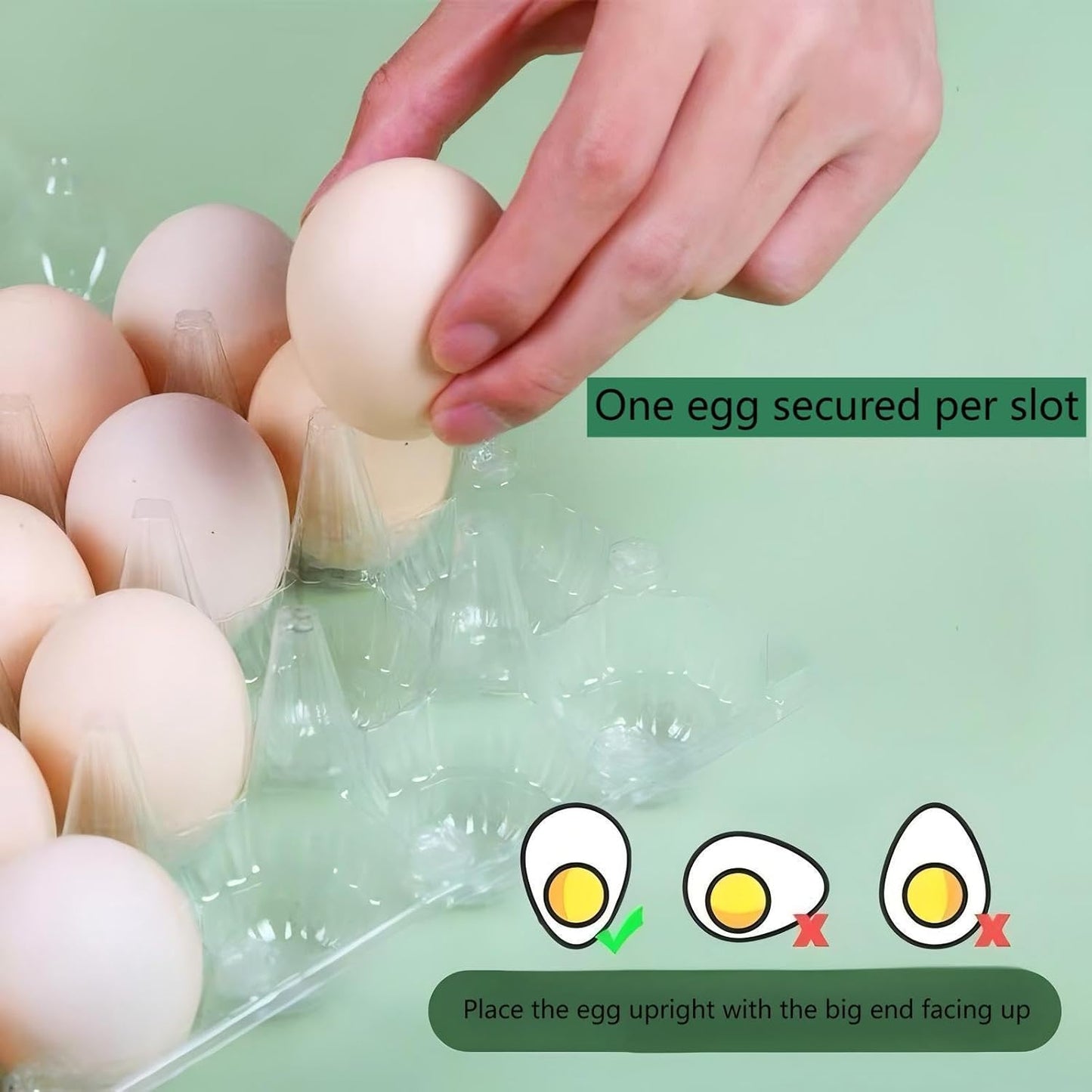 40 Pzas Cajas Huevos Plástico Transparente 3x4 Reutilizables
