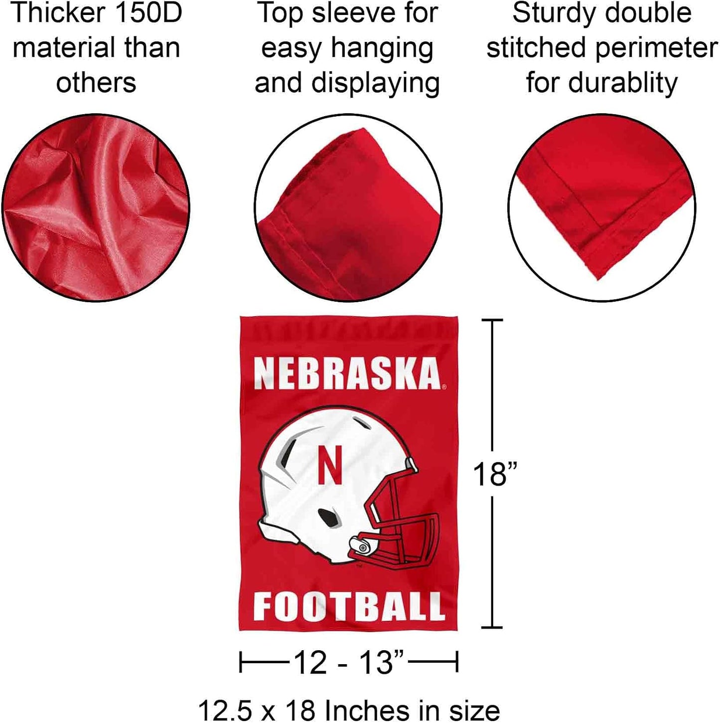 Bandera jardín casco fútbol Nebraska Huskers