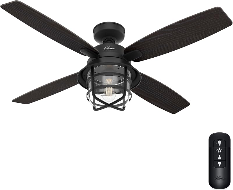 Ventilador techo 52pulg led control remoto negro hierro