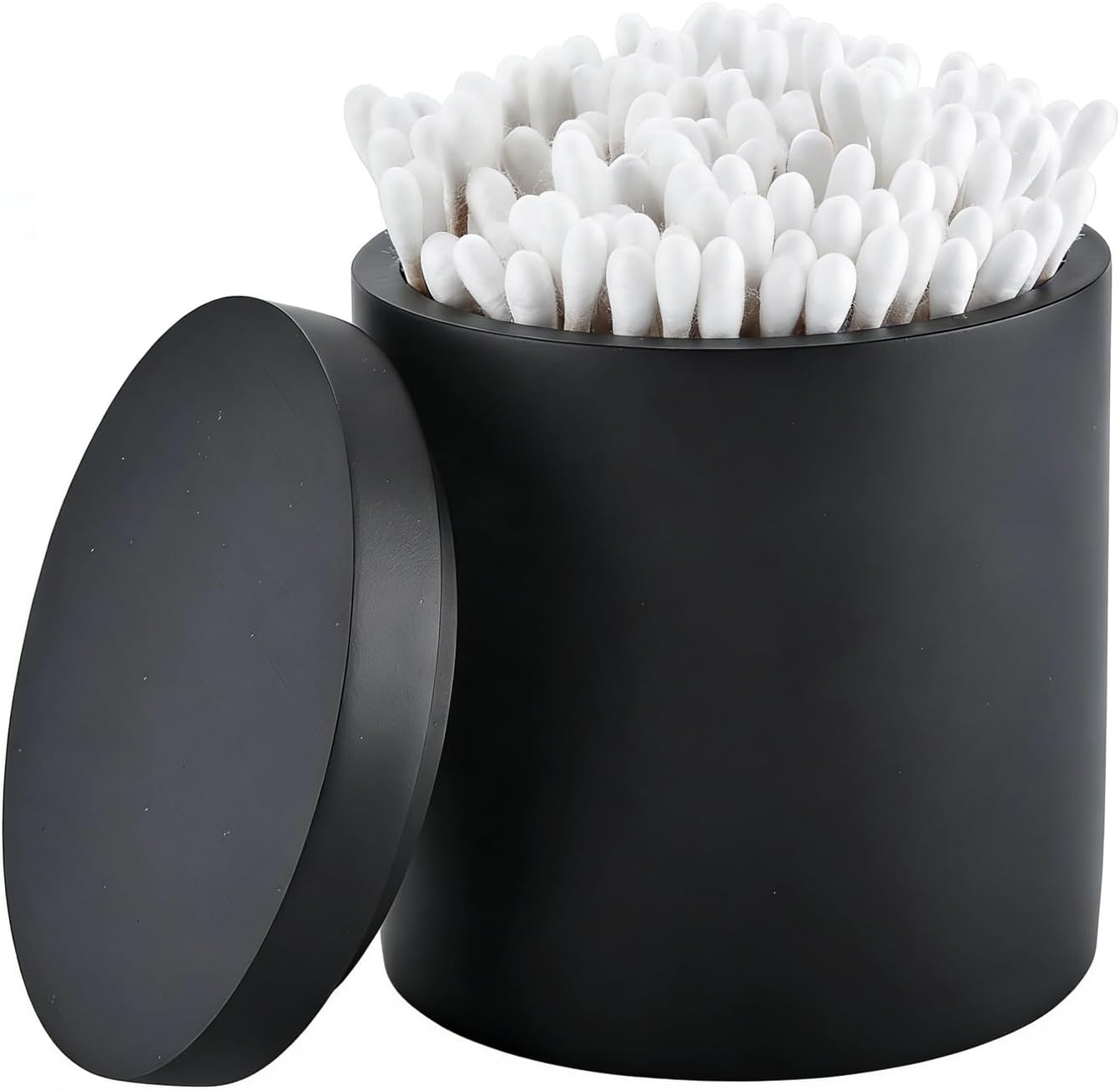 Soporte hisopos algodón con tapa negro mate