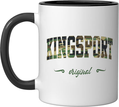 Taza cerámica Kingsport Design College Tennessee Camuflaje Negro/Blanco