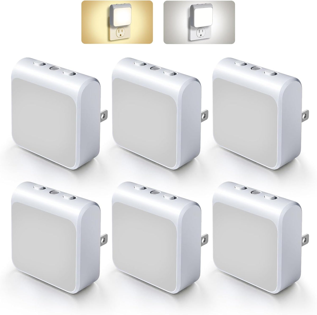 6 Luces LED Noche Regulables Sensor Amanecer 2 Colores