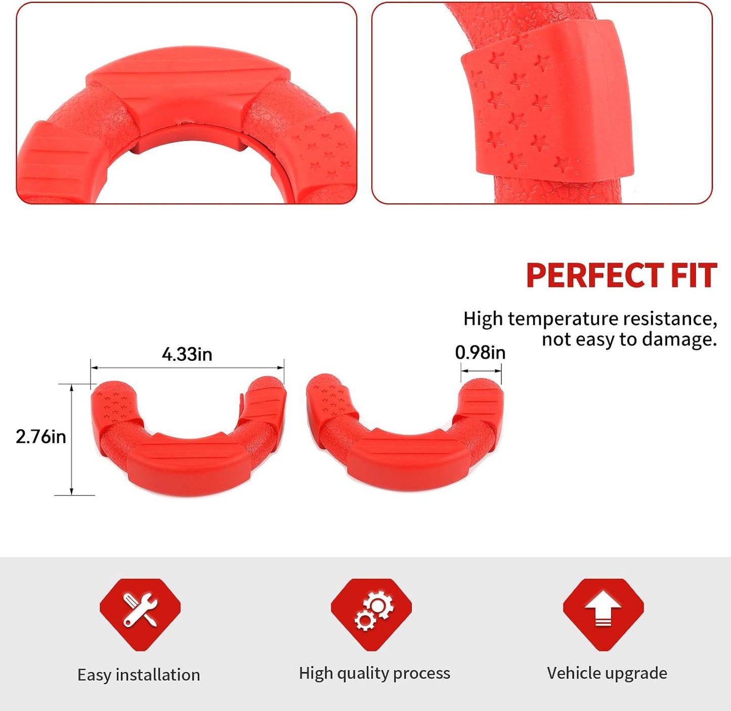 Cubiertas gancho remolque Ford Bronco 21-25 Rojo