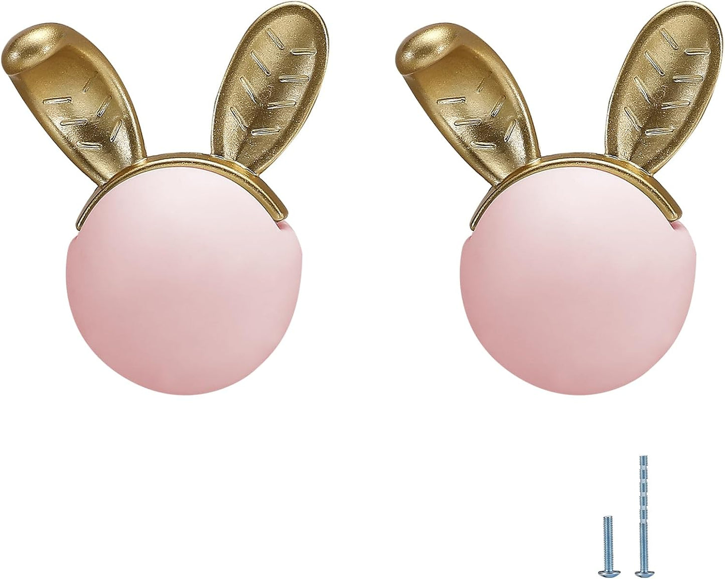 2 Pzas Manijas Cerámica Conejo Rosado Cocina Puerta Cajón