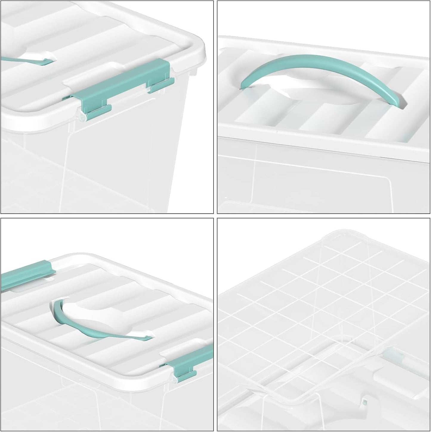 Contenedor 14qt transparente con tapa mango verde