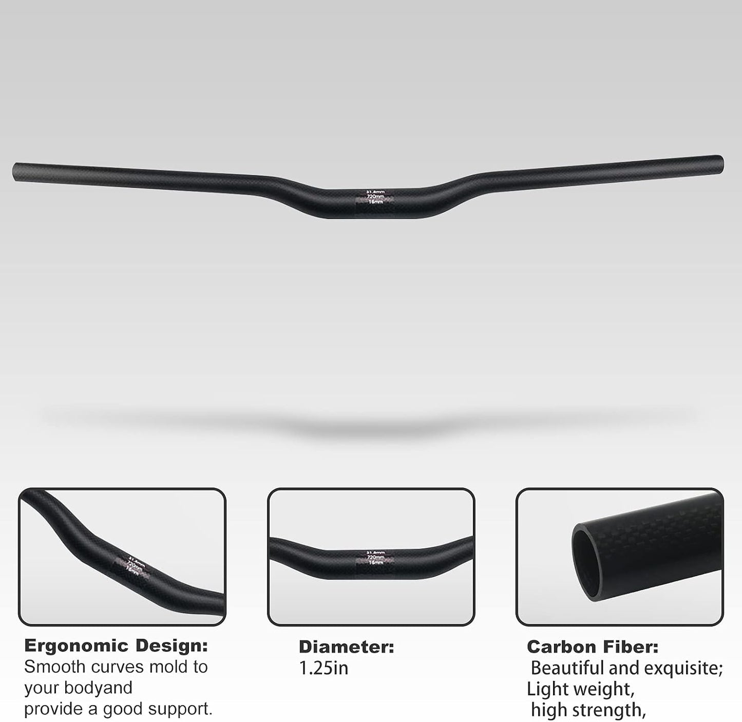 Manillares de carbono 31.8mm para bicicleta de montaña 740mm