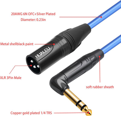 Cable audio TS a XLR macho 3.3pies mono plateado