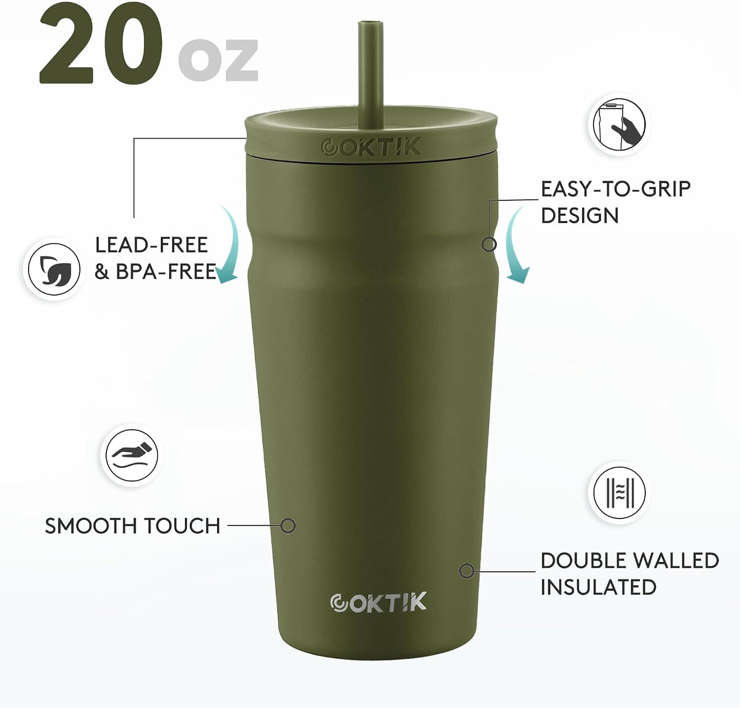 Vaso térmico acero inox con pajita 600ml