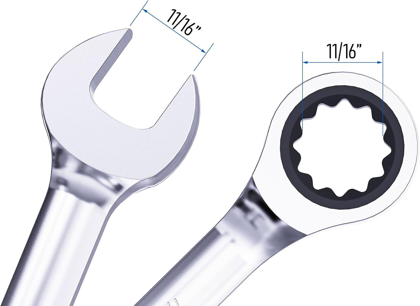 Llave trinquete 11/16 pulg 72 dientes CR-V espacios reducidos