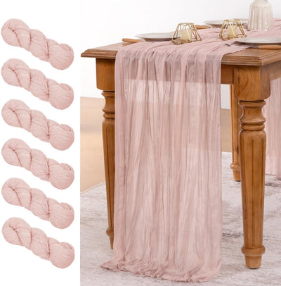 6 Caminos Mesa Gasa Rosa Polvoriento 160pulg Estilo Bohemio