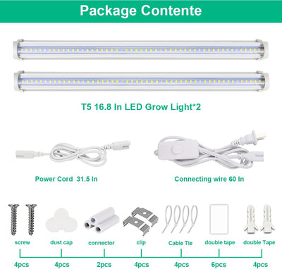 Lámpara cultivo T5 5000K 1.4pulg 2x10W LED conectables