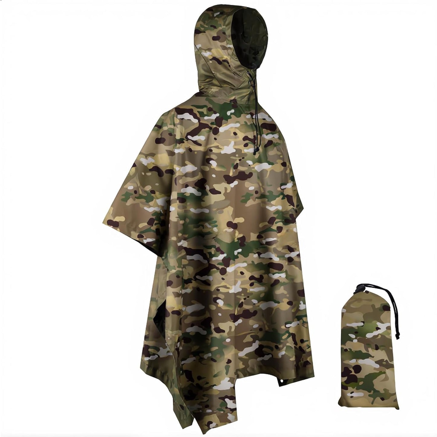 Poncho militar Rip-Stop camuflaje impermeable