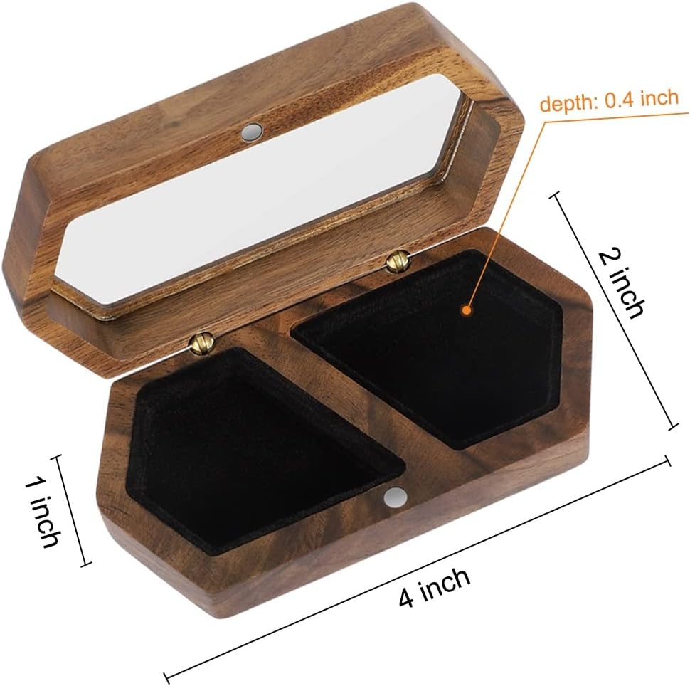 Caja madera anillos boda dos anillos soporte propuesta