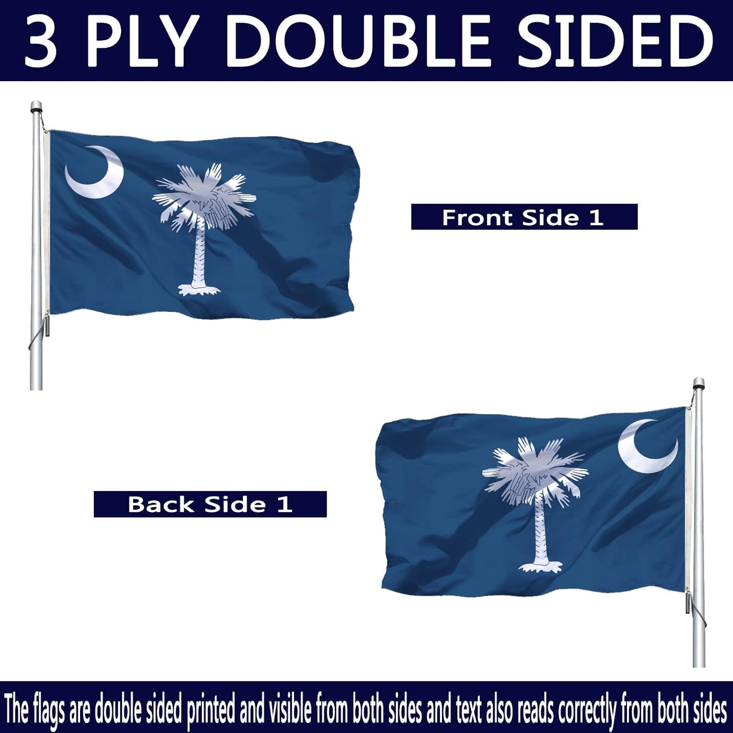 Bandera SC doble cara 4x6" latón Palmetto exterior