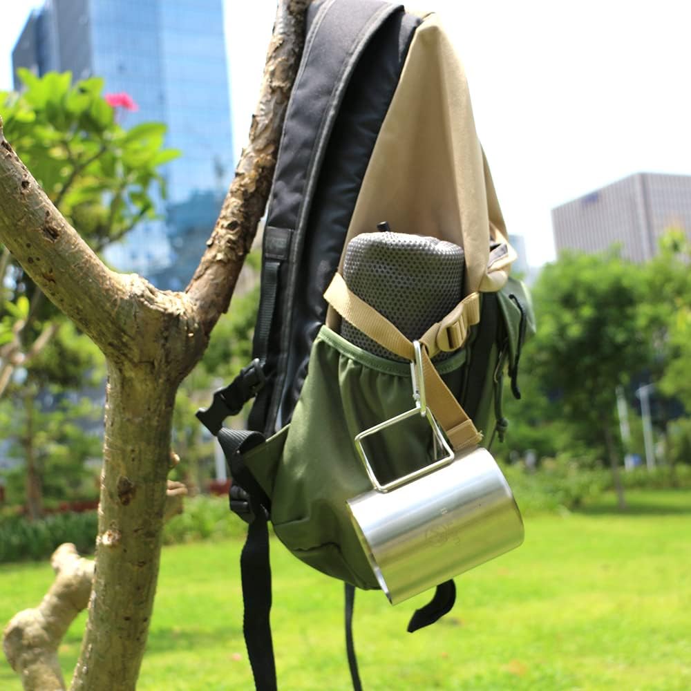 2 Tazas Café Acero Inox Aisladas Plegables para Campamento