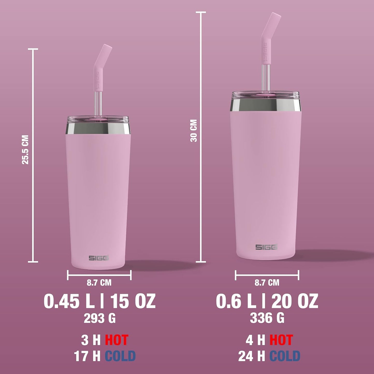 Taza térmica acero inox 15-20oz con popote vidrio