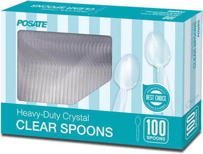 Cucharas plástico pesadas transparentes 100 Uds