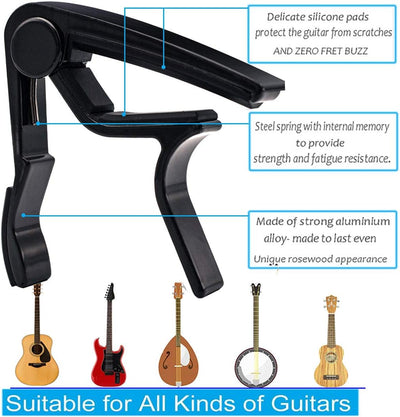 Cejilla guitarra con afinador clip accesorios