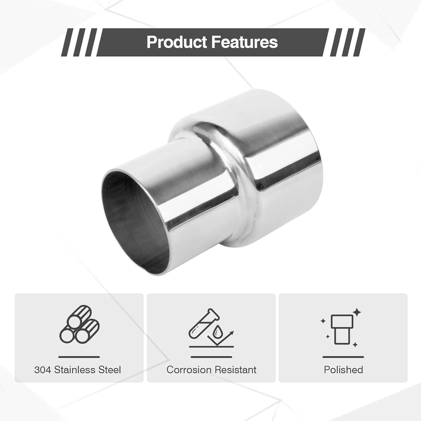 Adaptador de escape, conector 2.25"ID a 3"ID, Adaptador