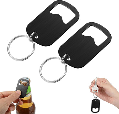 2 Llaveros Abrebotellas Acero Inox Portátiles Negro